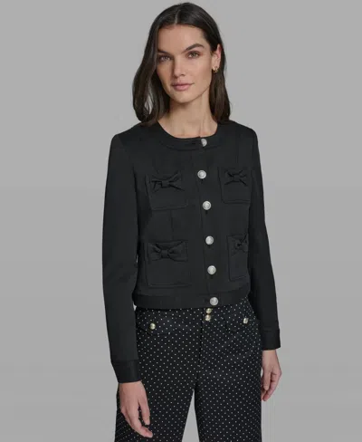 Karl Lagerfeld Petite Bow Pocket Jacket In Multi