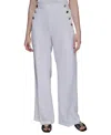 Karl Lagerfeld Petite Button-trim-pocket Pants In White