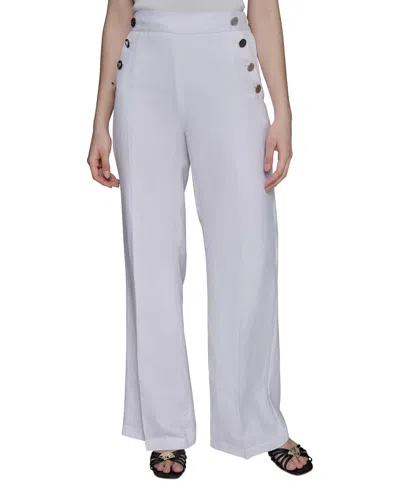 Karl Lagerfeld Petite Button-trim-pocket Pants