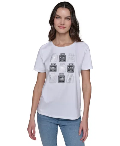 Karl Lagerfeld Petite Crewneck Graphic T-shirt In White