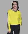 Karl Lagerfeld Petite Crewneck Long-sleeve Sweater In Green