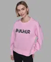Karl Lagerfeld Petite Crewneck Pull-on Sweater In Pink