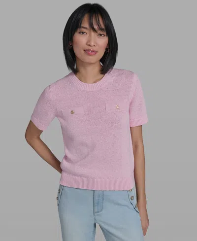 Karl Lagerfeld Petite Crewneck Sweater In Pink