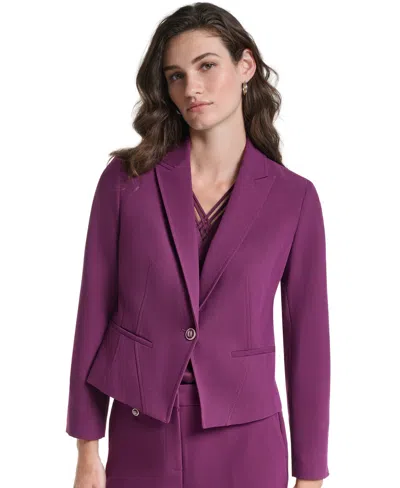 Karl Lagerfeld Petite Cropped Single-button Blazer In Multi