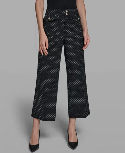 Karl Lagerfeld Petite Flap Pocket Ankle Pants In Black
