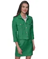 Karl Lagerfeld Petite Linen-blend Jacket In Flore Green