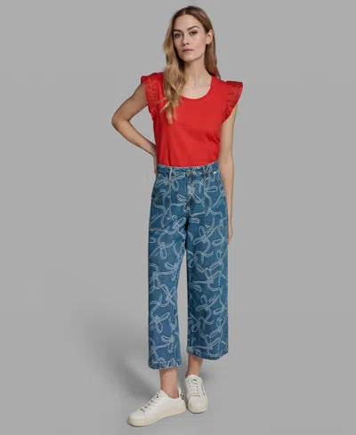 Karl Lagerfeld Petite Mid-rise Ankle Jeans In Multi