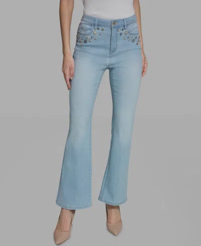 Karl Lagerfeld Petite Mid-rise Jeans In Blue