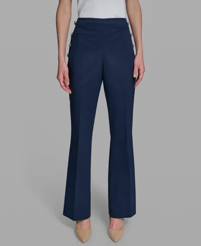 Karl Lagerfeld Petite Mid-rise Sailor Pants In Black