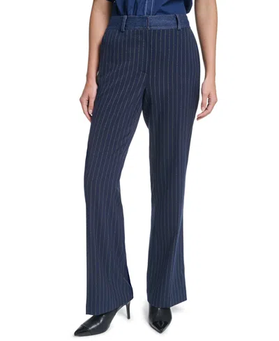 Karl Lagerfeld Petite Mid-rise Straight-leg Pants In Multi