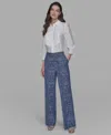 Karl Lagerfeld Jacquard Motif High Rise Jeans In Medium Blue In Blue
