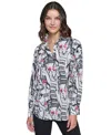 KARL LAGERFELD PETITE PRINTED LONG-SLEEVE SHIRT