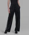 Karl Lagerfeld Petite Velour Rhinestone Trim Track Pant In Black
