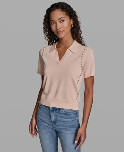 Karl Lagerfeld Petite Short-sleeve Sweater In Orange
