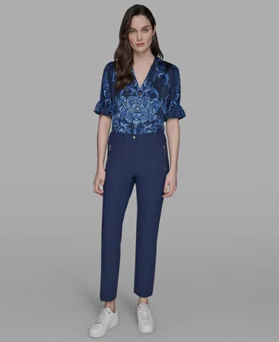 Karl Lagerfeld Petite Slim Ankle-length Pants In Blue