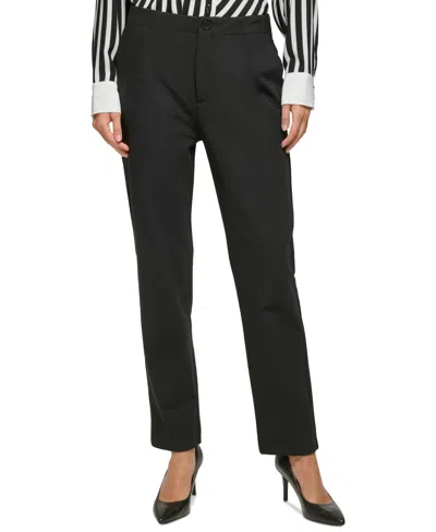 Karl Lagerfeld Petite Straight-leg Suiting Pants, First@macy's In Black