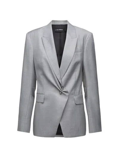 Karl Lagerfeld Pierced-detail Blazer In Gray