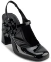 Karl Lagerfeld Pierra Womens Embellished Patent Leather Slingback Heels In Black