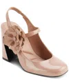 Karl Lagerfeld Pierra Womens Embellished Patent Leather Slingback Heels In Blush