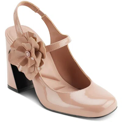 Karl Lagerfeld Pierra Womens Embellished Patent Leather Slingback Heels In Blush