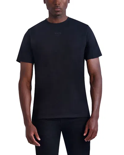 Karl Lagerfeld Pima Cotton Stretch Embroidered Logo Tee In Schwarz