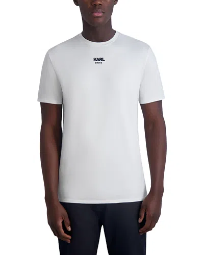 Karl Lagerfeld Pima Cotton Stretch Embroidered Logo Tee In White