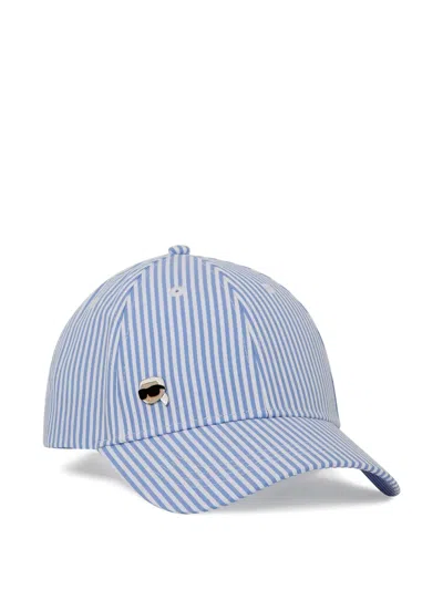 Karl Lagerfeld Pin Stripes Cap In Blue