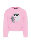Karl Lagerfeld Choupette-print Cotton Sweatshirt In Pink