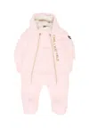 Karl Lagerfeld Pink Down Jacket For Baby Girl With Choupette In Pink