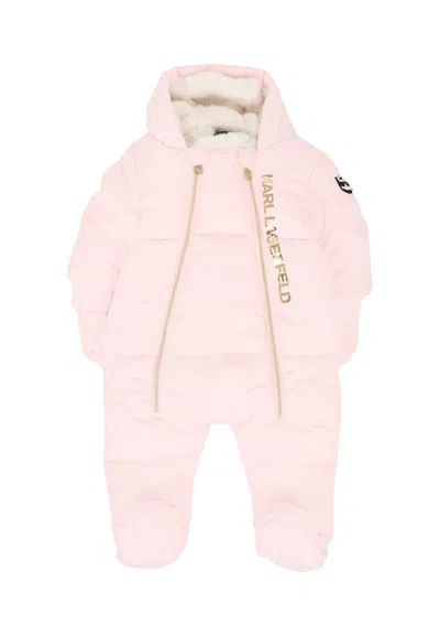 KARL LAGERFELD PINK DOWN JACKET FOR BABY GIRL WITH CHOUPETTE