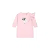 Karl Lagerfeld Pink Dress For Baby Girl With Choupette Print In Pink