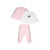 Karl Lagerfeld Pink Suit For Baby Girl With Choupette Print In Pink