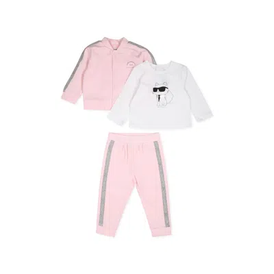 Karl Lagerfeld Pink Suit For Baby Girl With Choupette Print