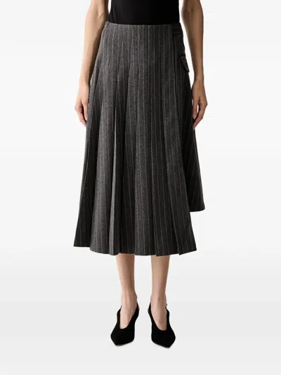 Karl Lagerfeld Pinstripe Asymmetric Skirt In Gray