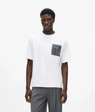 Karl Lagerfeld Pinstripe-pocket T-shirt In White