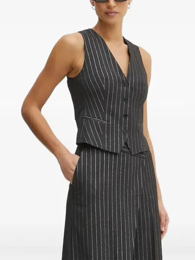 Karl Lagerfeld Pinstripe Sleeveless Vest In Black