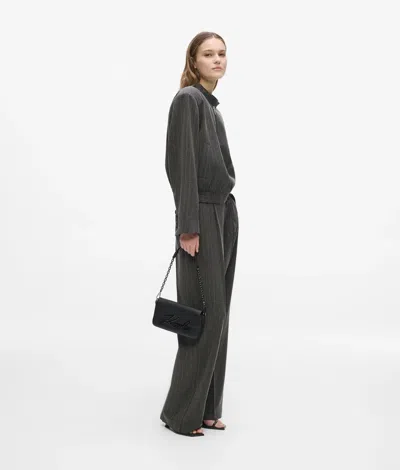 Karl Lagerfeld Pinstripe Straight Leg Pants In Gray