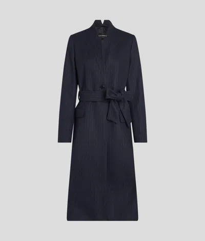 Karl Lagerfeld Pinstripe Tailored Coat In Blue