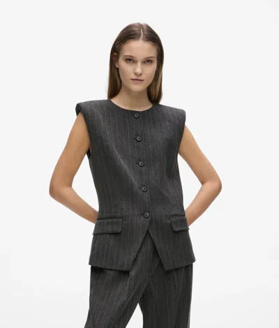 Karl Lagerfeld Pinstripe Tailored Vest In Gray