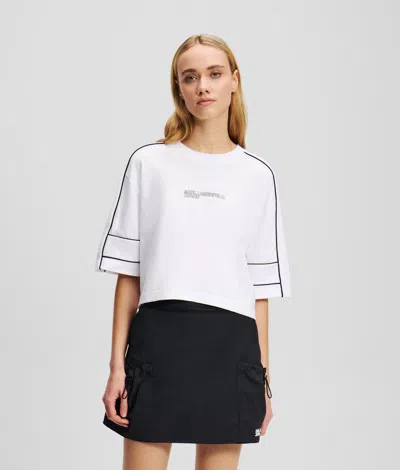 Karl Lagerfeld Piping Detail T-shirt In White