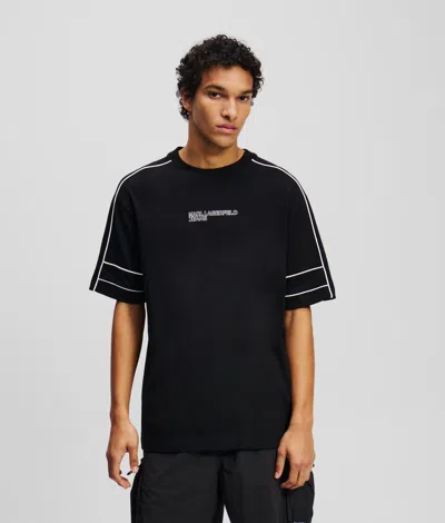 Karl Lagerfeld Piping T-shirt In Black