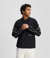 Karl Lagerfeld Piping V-neck Sweatshirt In Black