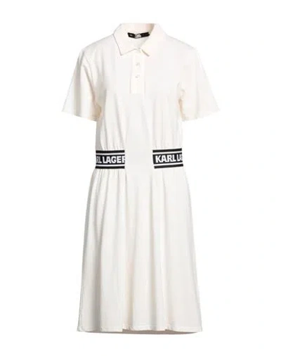 Karl Lagerfeld Pique Polo Dress Woman Mini Dress Cream Size L Organic Cotton In White