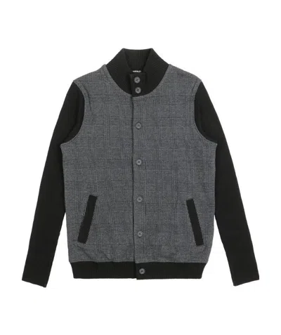 Karl Lagerfeld Plaid Long-sleeved Casual Jacket In Black