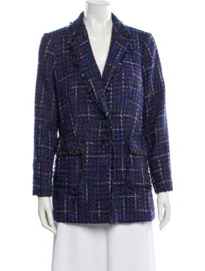 Pre-owned Karl Lagerfeld Plaid Print Blazer In Blue
