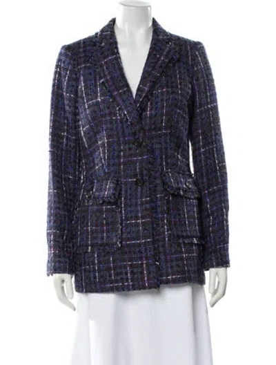 Pre-owned Karl Lagerfeld Plaid Print Blazer In Blue