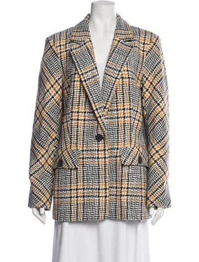 Pre-owned Karl Lagerfeld Plaid Print Blazer In White