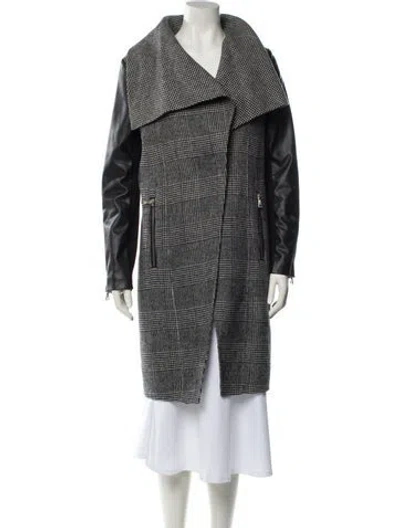 Pre-owned Karl Lagerfeld Plaid Print Coat In Gray