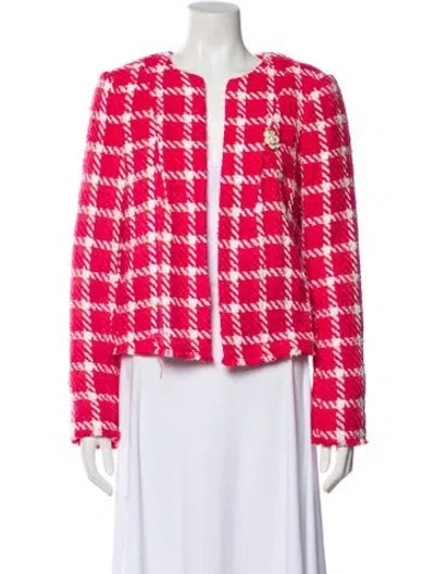 Pre-owned Karl Lagerfeld Plaid Print Evening Jacket In Pink