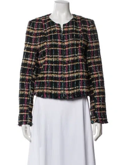 Pre-owned Karl Lagerfeld Plaid Print Jacket In Black